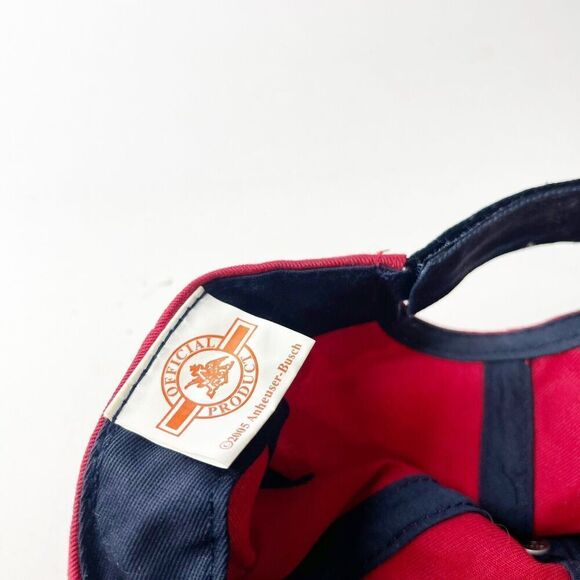 Vintage Y2K Budweiser Hat Red Canvas Embroidered Logo Adjustable Ball Cap - Picture 12 of 16